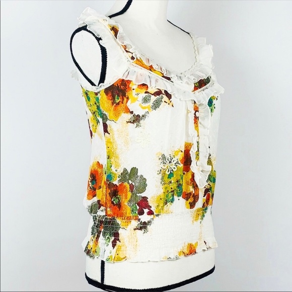 American Rag Floral Ruffle Sleeve Tank Top - Picture 4 of 7